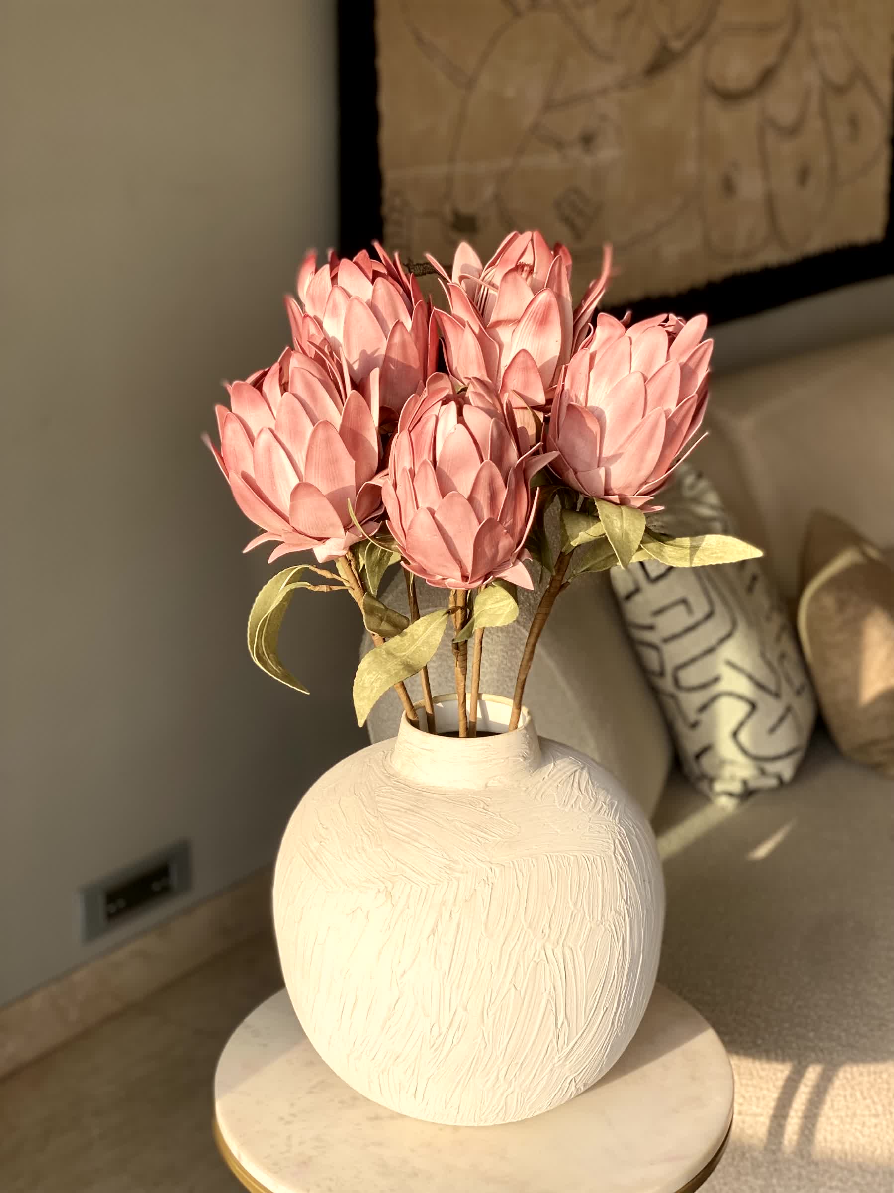 Artificial Protea Flower Stem - Pink (One Stem) - Image 5