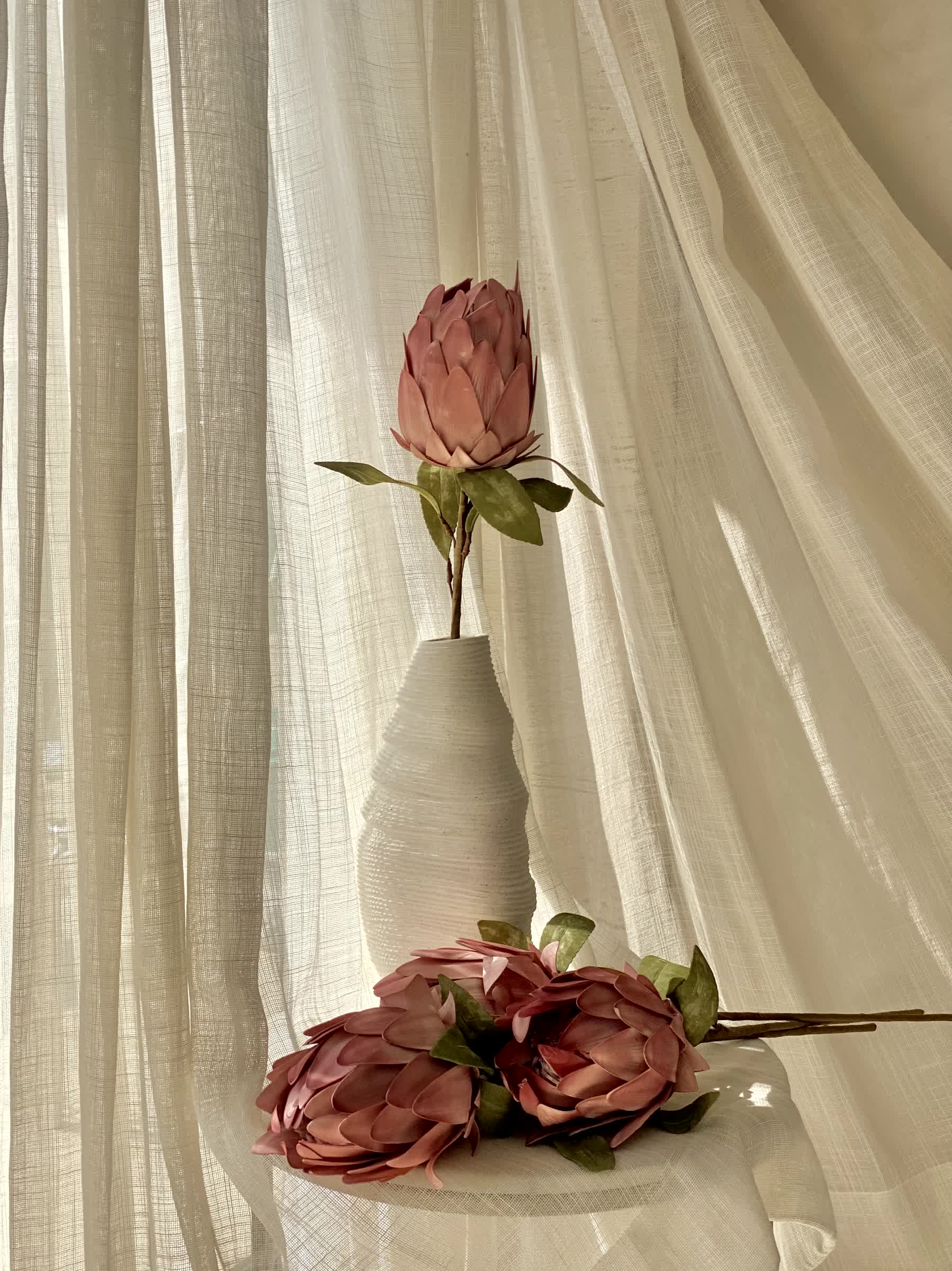 Artificial Protea Flower Stem - Pink (One Stem) - Image 6