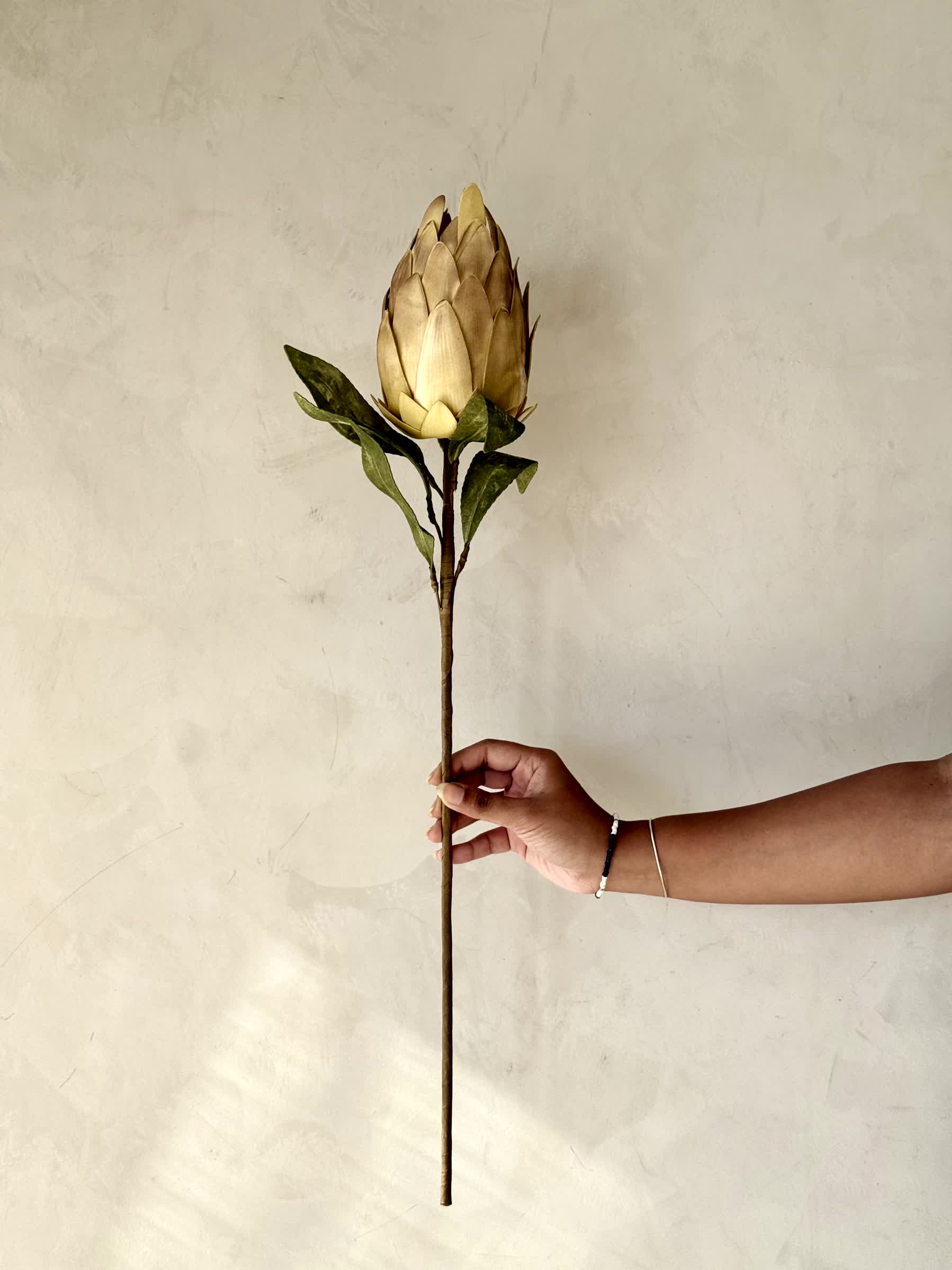Artificial Protea Flower Stem - Yellow (One Stem) - Image 3