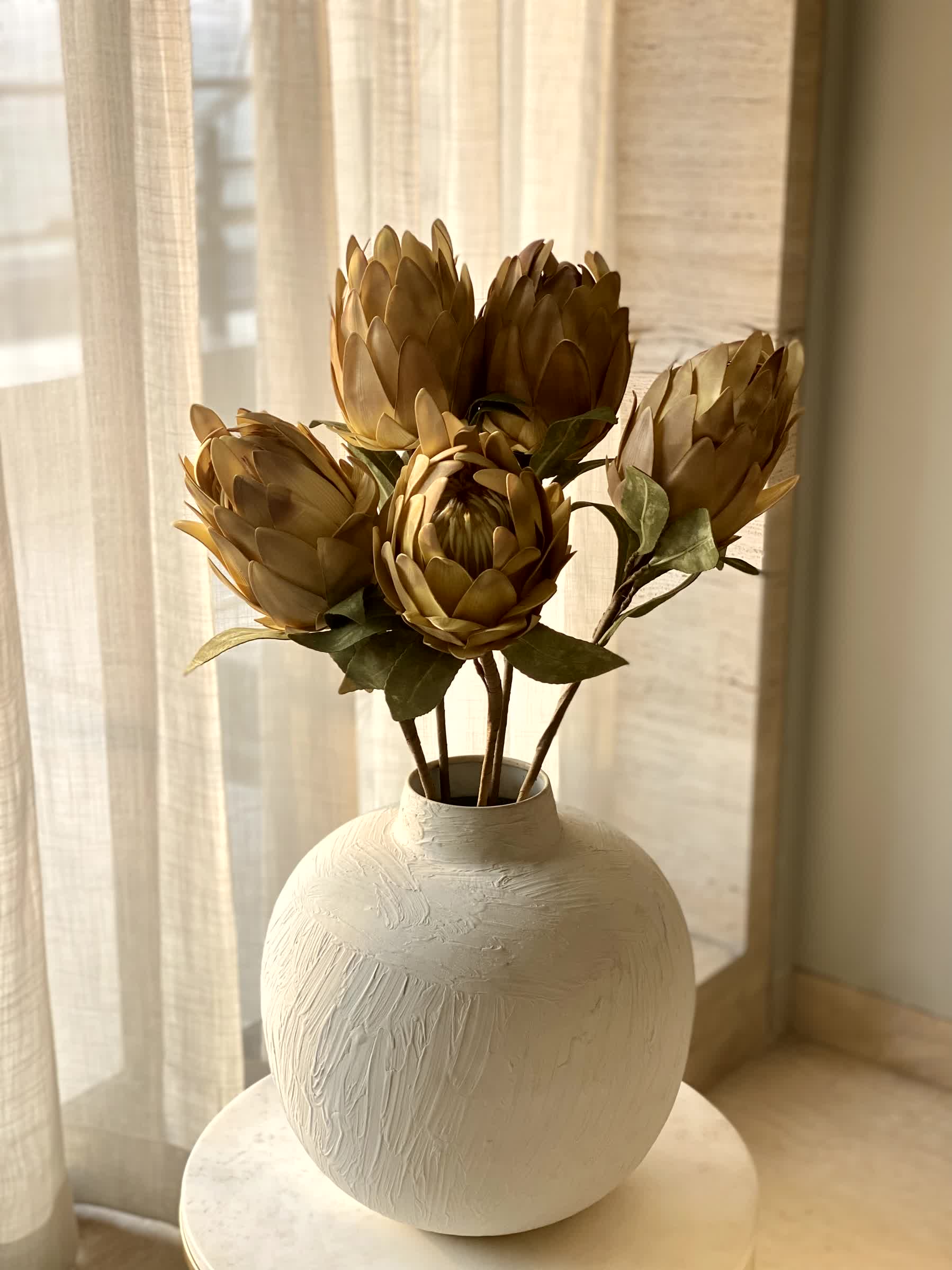 Artificial Protea Flower Stem - Yellow (One Stem) - Image 4