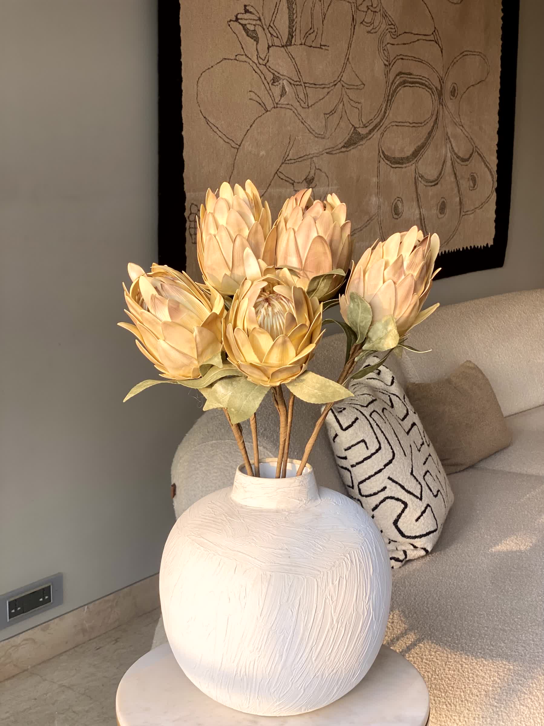 Artificial Protea Flower Stem - Yellow (One Stem) - Image 5